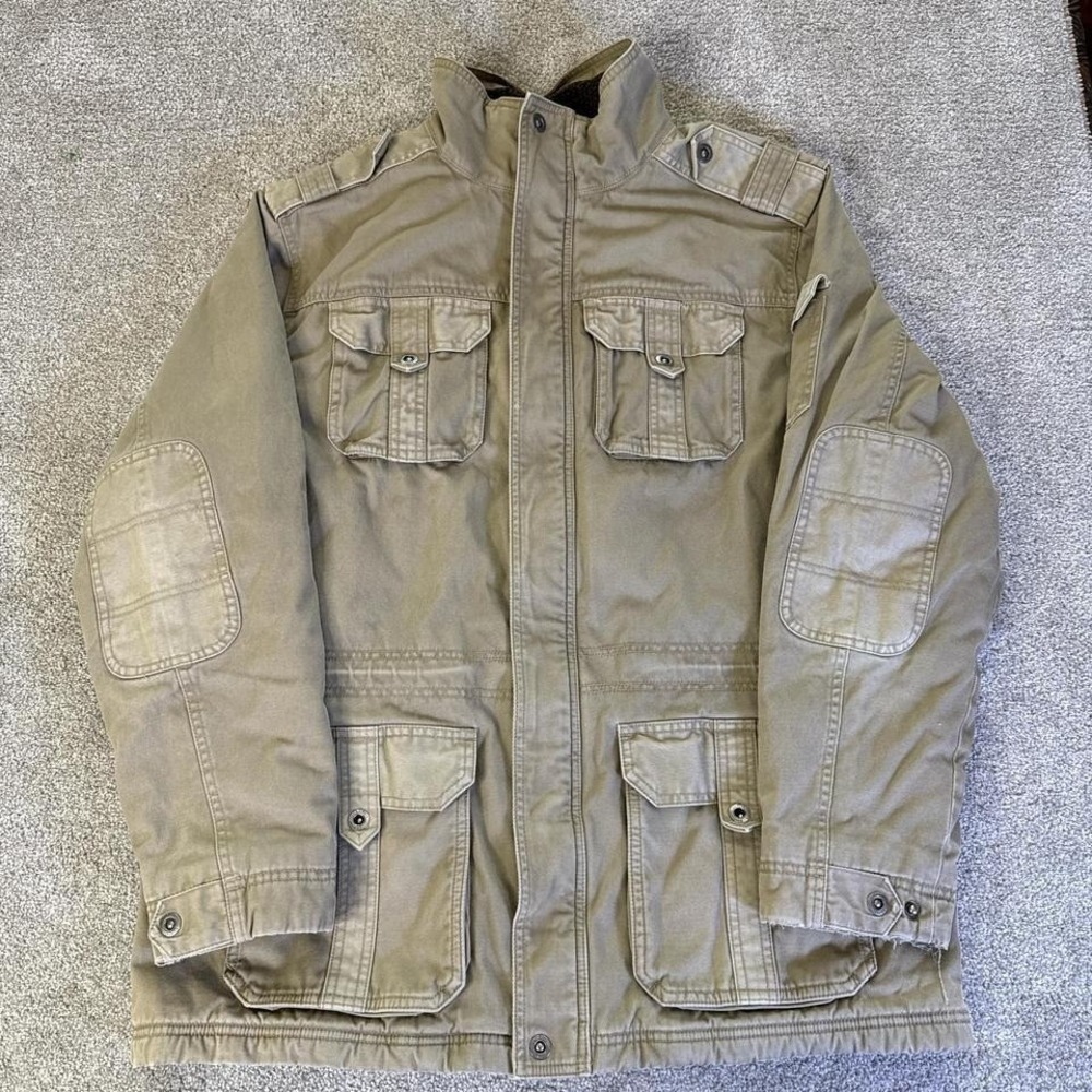 LL Bean Thinsulate Military Style Jacket Beige Men's Large